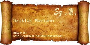 Sziklai Mariann névjegykártya